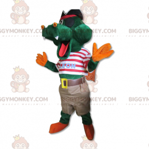 Söt krokodil BIGGYMONKEY™ maskotdräkt klädd i piratdräkt -