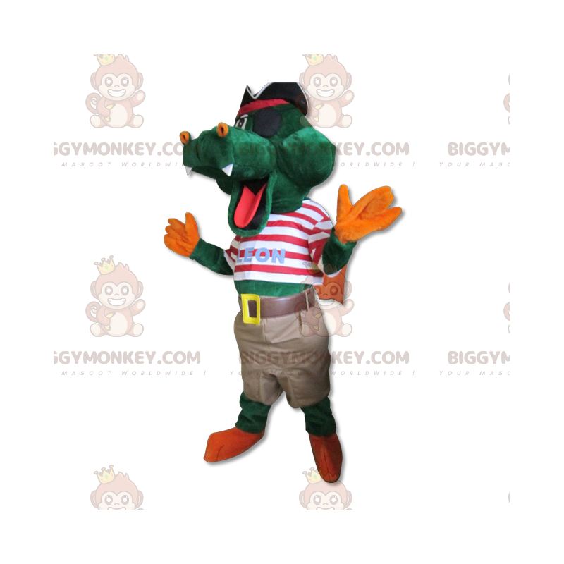 Schattige krokodil BIGGYMONKEY™ mascottekostuum gekleed in