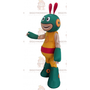 Costume de mascotte BIGGYMONKEY™ de robot vert et jaune d'extra