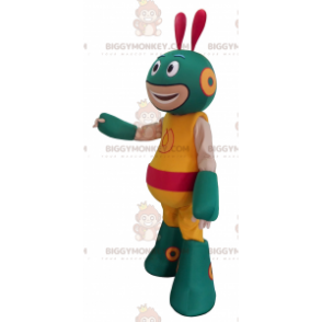 Costume de mascotte BIGGYMONKEY™ de robot vert et jaune d'extra