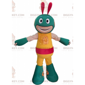 Costume de mascotte BIGGYMONKEY™ de robot vert et jaune d'extra