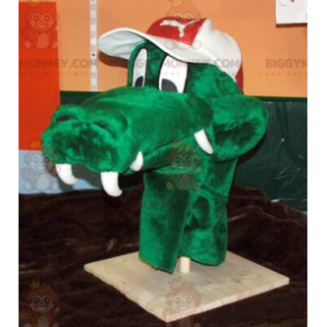 Disfraz de mascota BIGGYMONKEY™ con cabeza de cocodrilo verde -