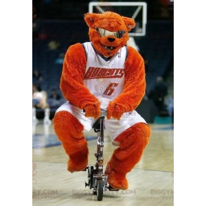 Orange Bear BIGGYMONKEY™ Mascot Costume With Glasses In