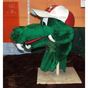 Disfraz de mascota BIGGYMONKEY™ con cabeza de cocodrilo verde -