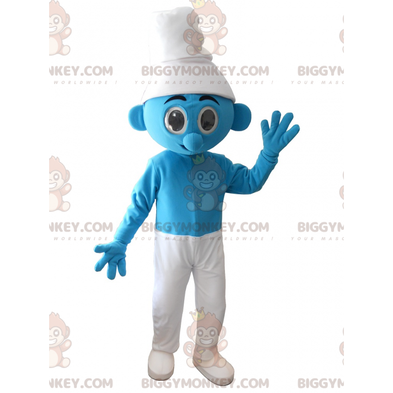 Blauwe en witte smurf BIGGYMONKEY™ mascottekostuum -