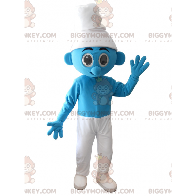 Blå och vit smurf BIGGYMONKEY™ Maskotdräkt - BiggyMonkey maskot