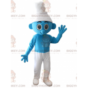 Blauwe en witte smurf BIGGYMONKEY™ mascottekostuum -