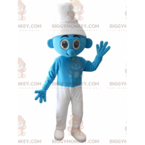 Blå och vit smurf BIGGYMONKEY™ Maskotdräkt - BiggyMonkey maskot