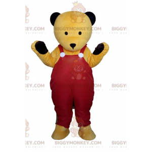 BIGGYMONKEY™ Costume da mascotte di Teddy giallo in tuta rossa