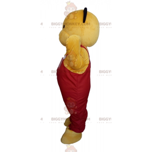 BIGGYMONKEY™ Costume da mascotte di Teddy giallo in tuta rossa