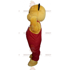 BIGGYMONKEY™ maskottiasu, keltainen nalle punaisissa