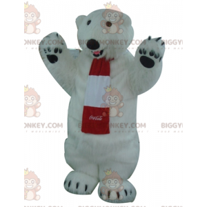 Στολή μασκότ BIGGYMONKEY™ με μαλλιαρή λευκή πολική αρκούδα -