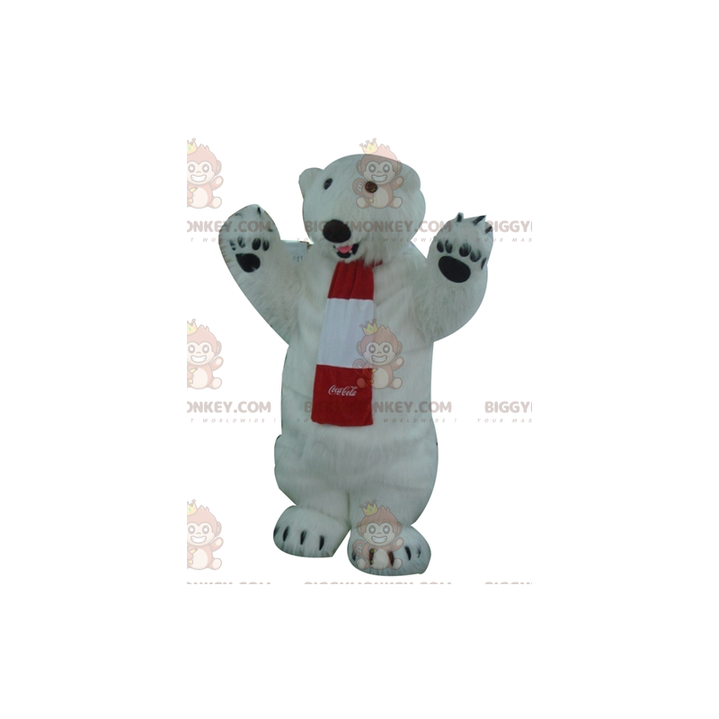 Alle harige witte ijsbeer BIGGYMONKEY™ mascottekostuum -