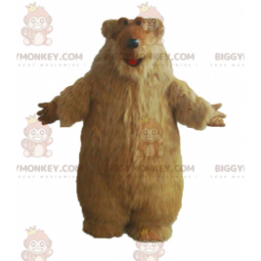 Kostým maskota BIGGYMONKEY™ Žlutý medvěd s dlouhými vlasy –