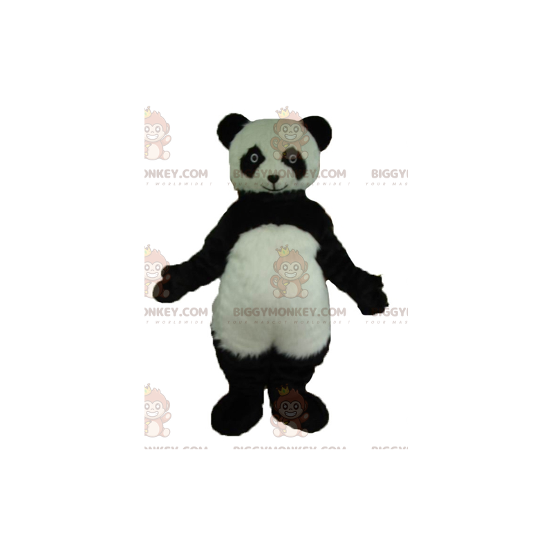 Traje de mascote BIGGYMONKEY™ de panda preto e branco muito