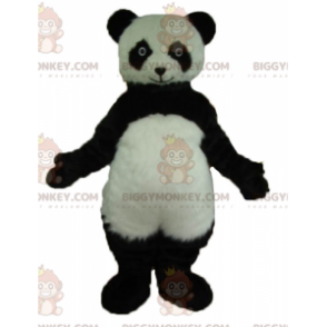 Traje de mascote BIGGYMONKEY™ de panda preto e branco muito
