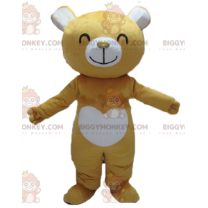 Very Smiling Yellow and White Teddy BIGGYMONKEY™ Mascot Costume