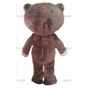 Brun och vit björn BIGGYMONKEY™ maskotdräkt med ett stort flin