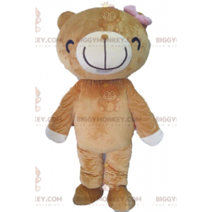 Disfraz de mascota BIGGYMONKEY™ de oso beige y blanco con una