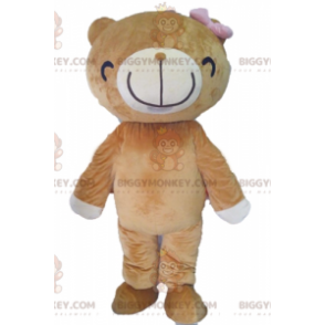 BIGGYMONKEY™ mascot costume of beige and white bear with a big