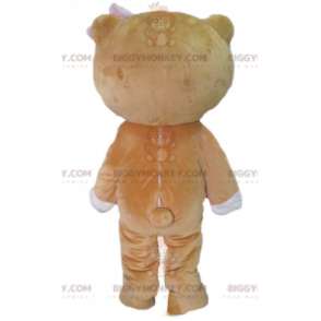 BIGGYMONKEY™ maskotdräkt av beige och vit björn med ett stort