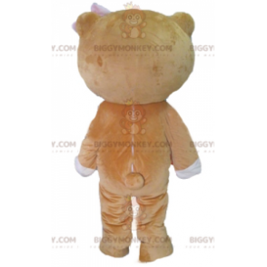 Traje de mascote BIGGYMONKEY™ de urso bege e branco com um