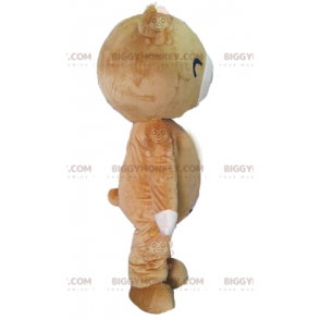 BIGGYMONKEY™ costume da mascotte di orso beige e bianco con un