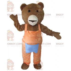 Ruskea ja valkoinen karhu BIGGYMONKEY™ maskottiasu oransseilla