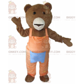 Brown and White Bear BIGGYMONKEY™ Mascot Costume with Orange