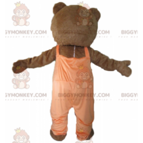 Brown and White Bear BIGGYMONKEY™ Mascot Costume with Orange