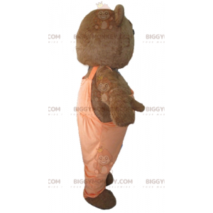 Brown and White Bear BIGGYMONKEY™ Mascot Costume with Orange