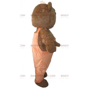 Brown and White Bear BIGGYMONKEY™ Mascot Costume with Orange