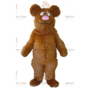 BIGGYMONKEY™ Big Furry Brown and Pink Bear Mascot Costume -