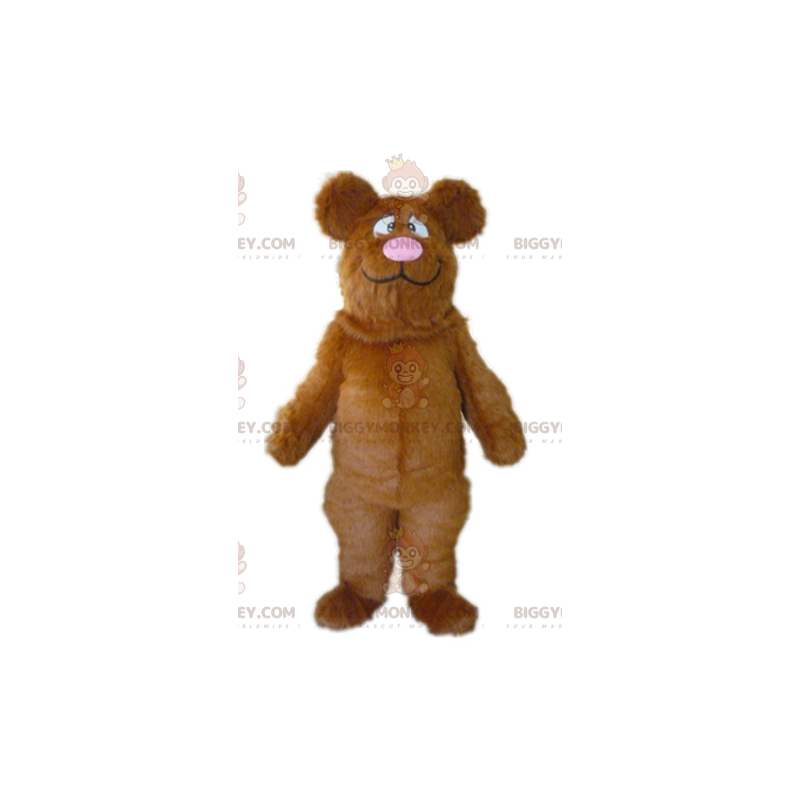 BIGGYMONKEY™ Big Furry Brown and Pink Bear Mascot Costume –