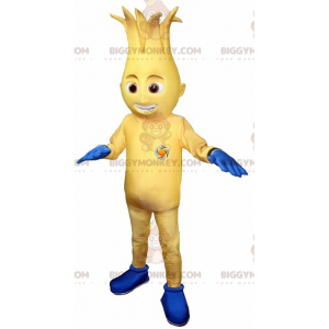 Costume de mascotte BIGGYMONKEY™ de bonhomme jaune et bleu -