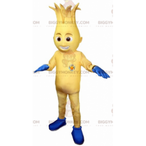 Traje de mascote de boneco de neve amarelo e azul BIGGYMONKEY™