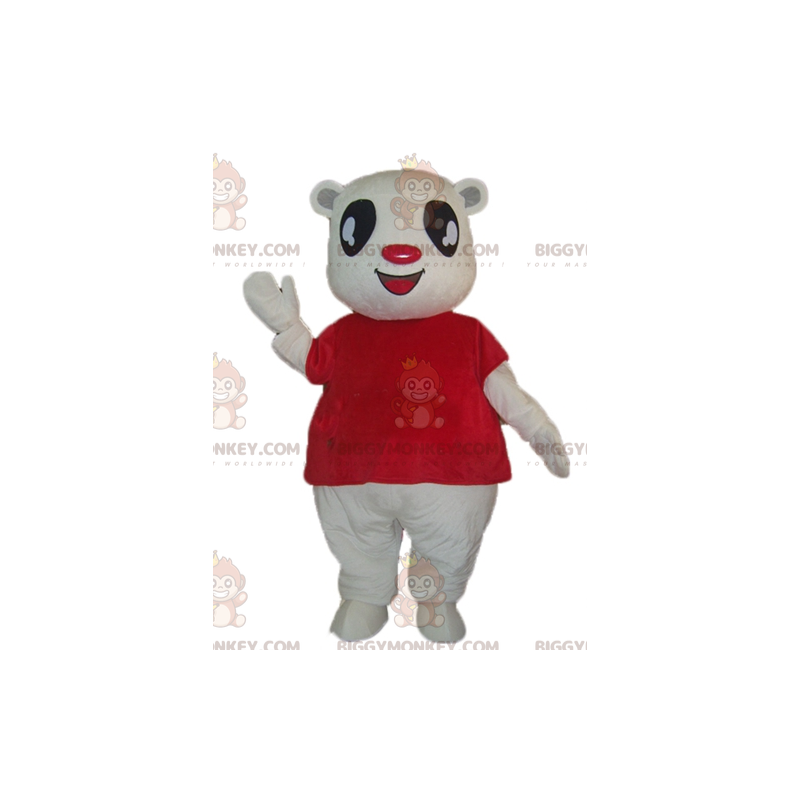 Costume da mascotte Teddy BIGGYMONKEY™ bianco con t-shirt rossa