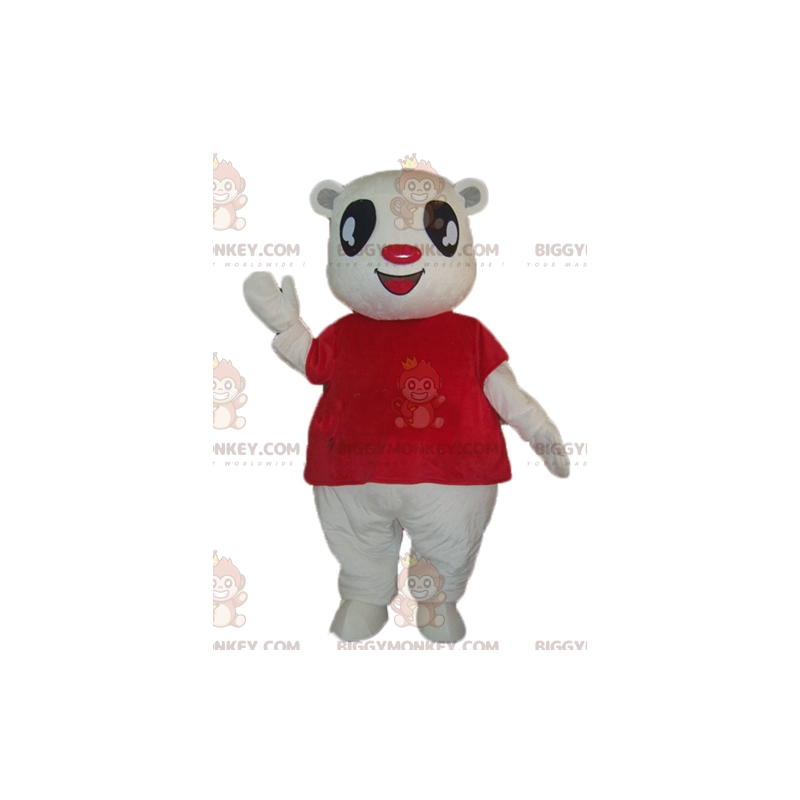 White Teddy BIGGYMONKEY™ Mascot Costume with Red T-Shirt –