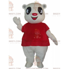 White Teddy BIGGYMONKEY™ Mascot Costume with Red T-Shirt –