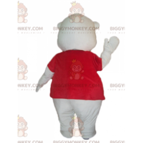 Biały kostium maskotki Teddy BIGGYMONKEY™ z czerwoną koszulką -