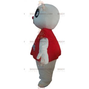 Biały kostium maskotki Teddy BIGGYMONKEY™ z czerwoną koszulką -