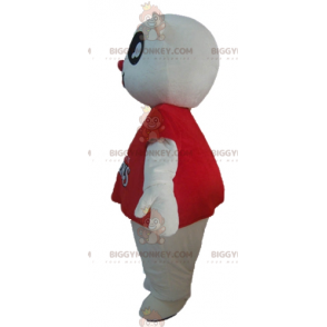 White Teddy BIGGYMONKEY™ Mascot Costume with Red T-Shirt –