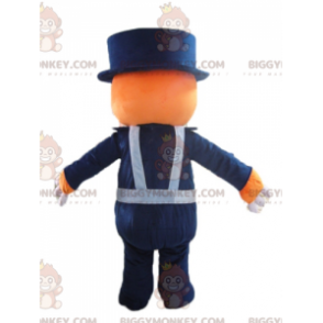 Orange-weißer Bär BIGGYMONKEY™ Maskottchen-Kostüm in blauer