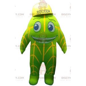 Traje de mascote BIGGYMONKEY™ Socoda Verde e Amarelo Traje de