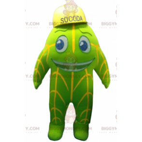 Traje de mascote BIGGYMONKEY™ Socoda Verde e Amarelo Traje de