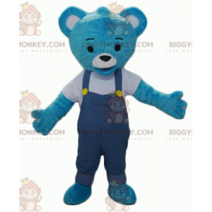 Blaues Teddy-BIGGYMONKEY™-Maskottchen-Kostüm mit Overall -