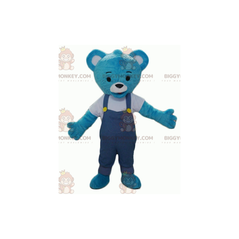 Costume da mascotte BIGGYMONKEY™ Teddy in peluche blu con tuta