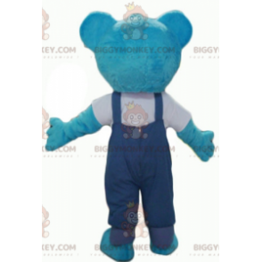 Costume da mascotte BIGGYMONKEY™ Teddy in peluche blu con tuta