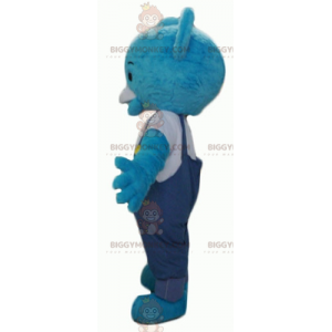 Blauw pluche teddy BIGGYMONKEY™ mascottekostuum met overall -