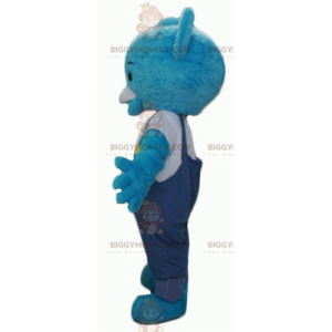 Blue Plush Teddy BIGGYMONKEY™ Mascot Costume with Overalls –